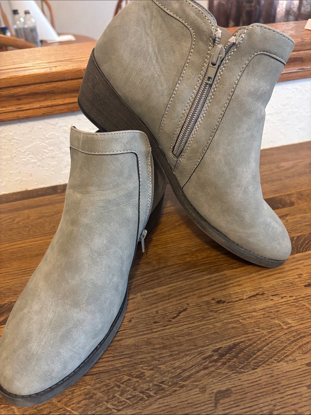 Women's size 11 Grey Suede Ankle Booties with Side Zip
